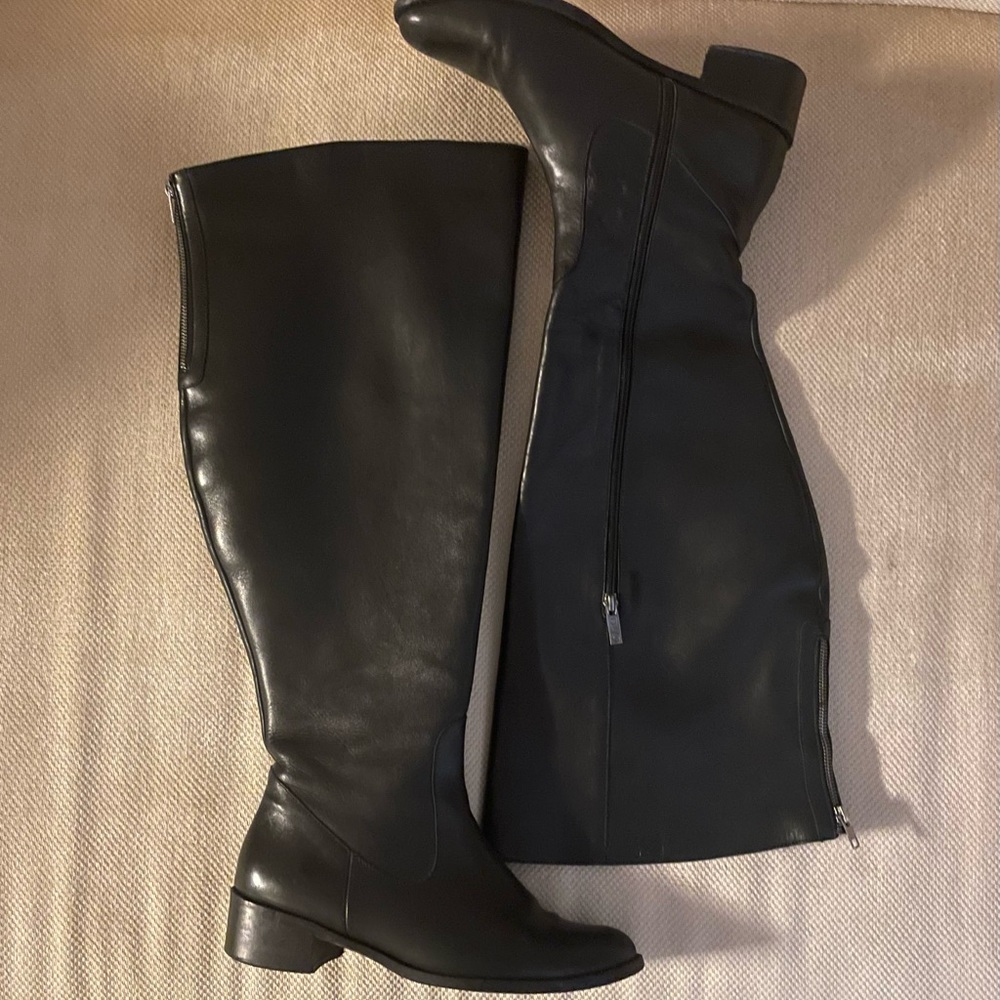Leather Wide Calf High Riding Style Boots in Size 11